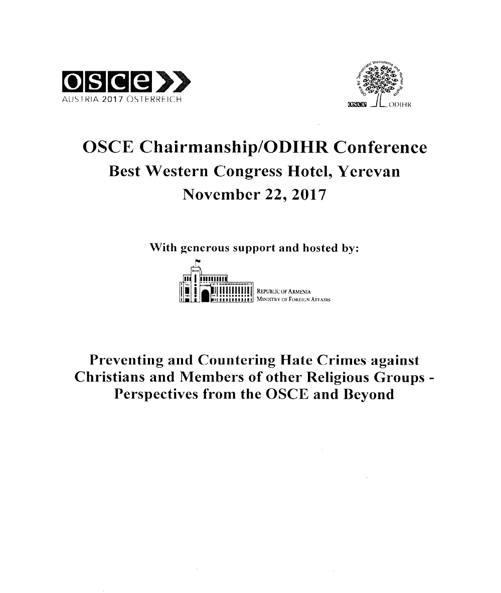 Locandina Convegno Osce - Yerevan, Armenia, 22 Novembre 2017