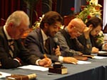 Salvatore Martinez con Mons. Dino Foglio, Corrado Di Gennaro e Mario Landi in una foto di repertorio